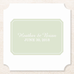Green Simply Elegant Wedding Paper Coaster