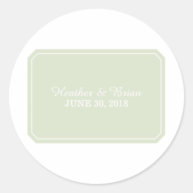 Green Simply Elegant Wedding Stickers (Front)