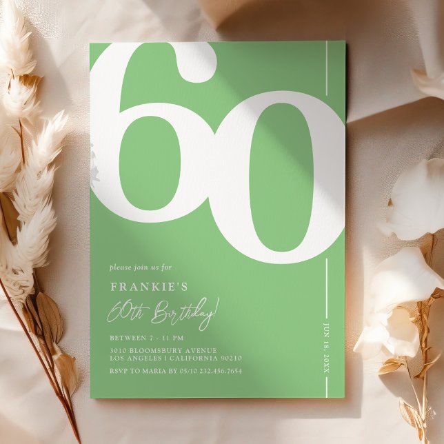 Green Sixty 60th Birthday Party Invitations (Creator Uploaded)