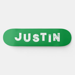 Green skateboard solid color personalised name
