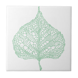 Green skeleton vein leaf drawing tile