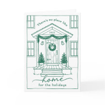 Green Sketch House Real Estate Client Holiday Card