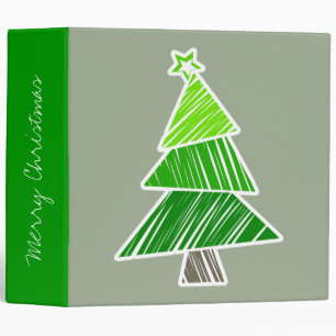 Green Sketchy Christmas Tree Binder