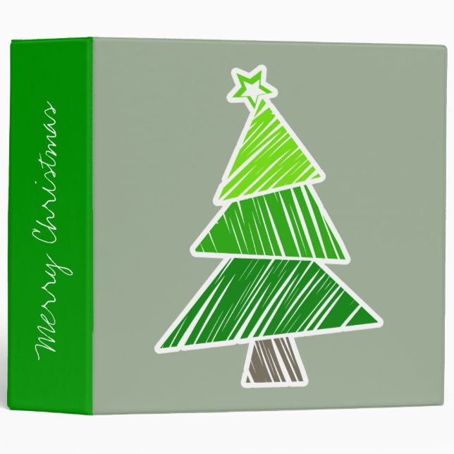 Green Sketchy Christmas Tree Binder (Front/Spine)
