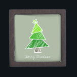 Green Sketchy Christmas Tree Gift Box<br><div class="desc">Cute,  colourful pattern with scribbled christmas trees. Perfect Christmas gift.</div>