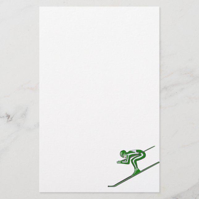 Green Ski Fast Stationery (Front)