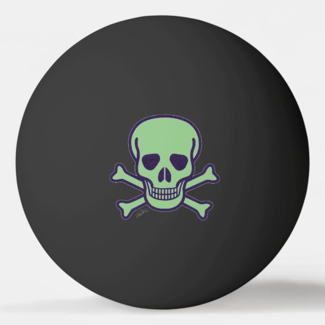 Green Skull 1 star black ping pong ball (Front)