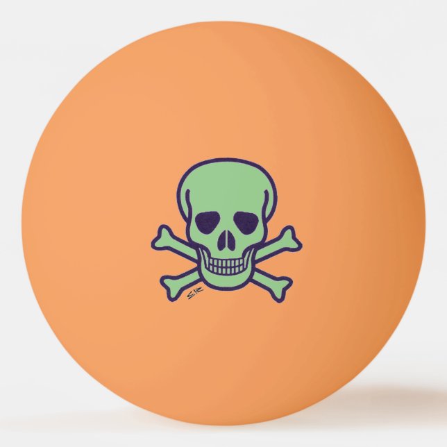 Green Skull 1 star orange ping pong ball (Front)