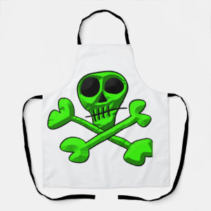 Green skull and bones apron
