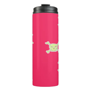 green skull and bones thermal tumbler
