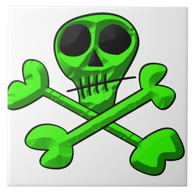 Green skull and bones tile (Front)