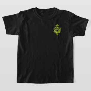 Green Skull And Card Suits Crest T-Shirt