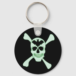 Green Skull And Crossbones Key Chain