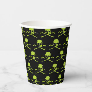 Green Skull And Crossbones Pattern Paper Cup