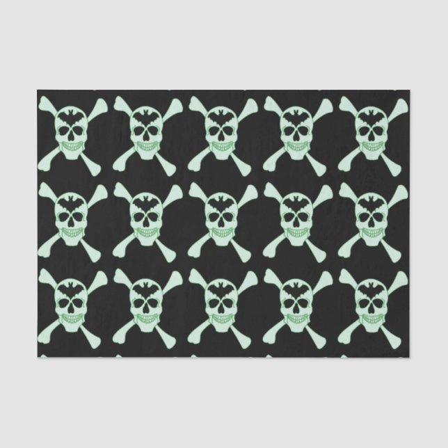 Green Skull And Crossbones Tissue Paper (Front)