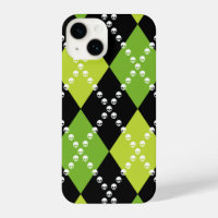 Green Skull Argyle Motif