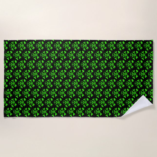 green skull beach towel (Front)