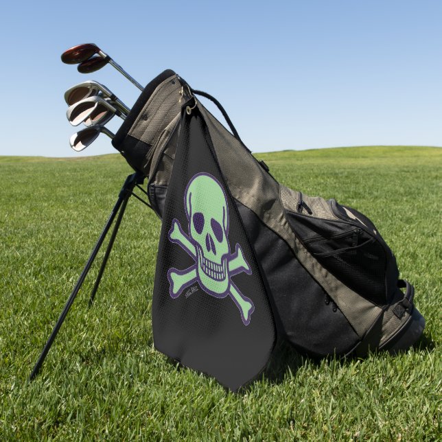 Green Skull black golf towel (Green)