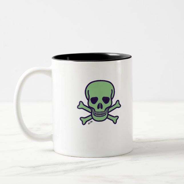 Green Skull black two tone mug (Left)