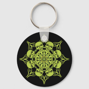 Green Skull Circle Keychain