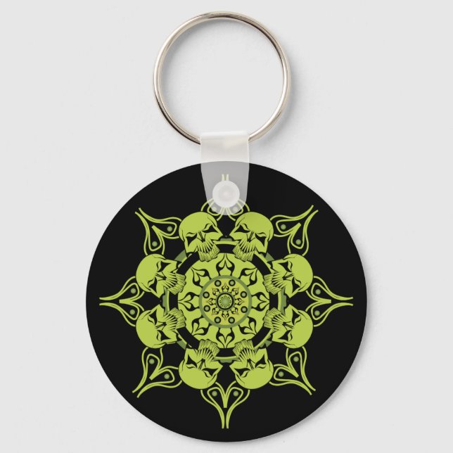 Green Skull Circle Keychain (Front)