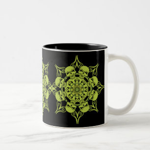 Green Skull Circle Two-Tone Coffee Mug