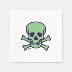 Green Skull cocktail paper napkins