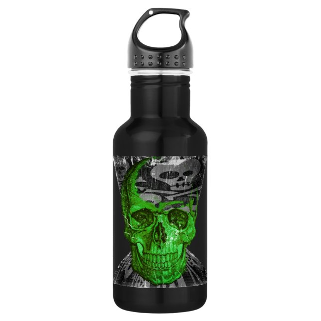 Green Skull - Funny Skull - 532 Ml Water Bottle (Front)