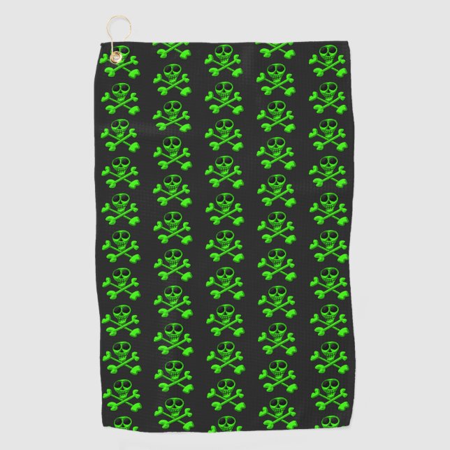 green skull golf towel (Front)