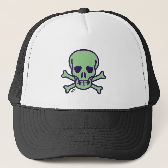 Green Skull green black trucker hat (Front)