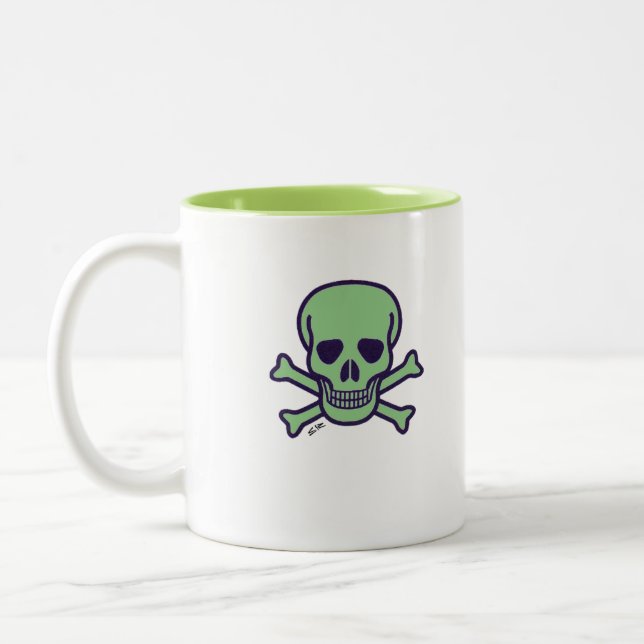 Green Skull green two tone mug (Left)