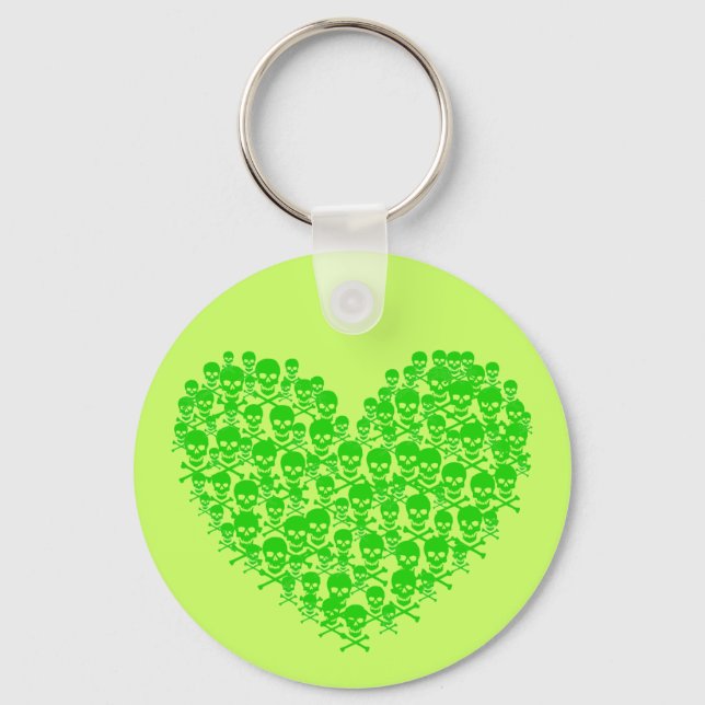 Green Skull Heart Keychain (Front)