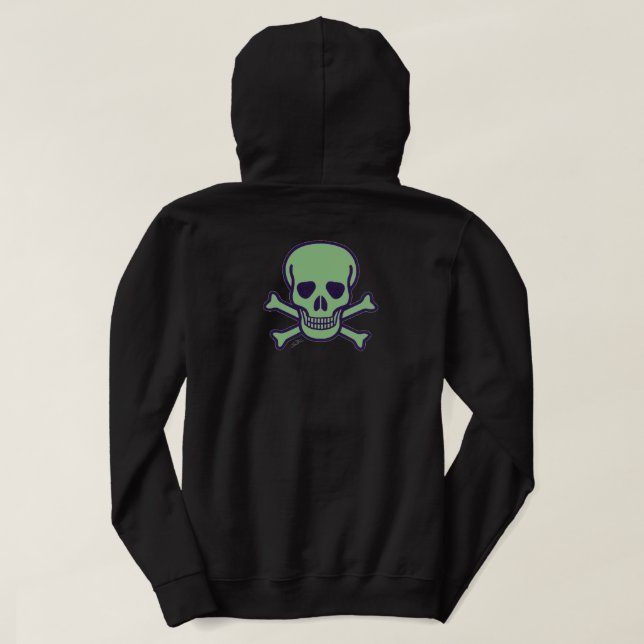 Green Skull men black hoodie back (Design Back)