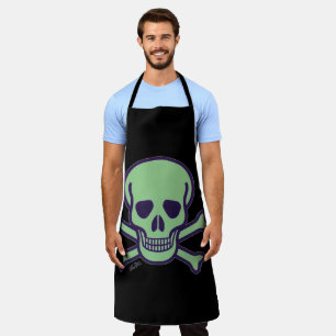 Green Skull men chef apron