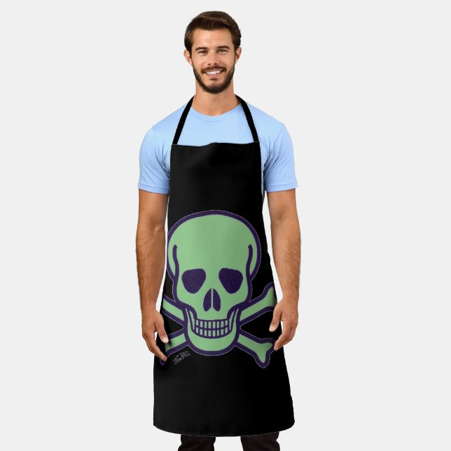 Green Skull men chef apron (Worn)