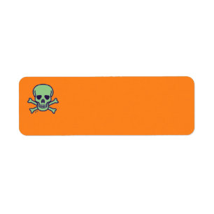 Green Skull orange return address labels