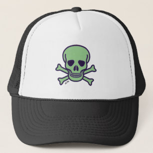 Green Skull white and black foam trucker hat