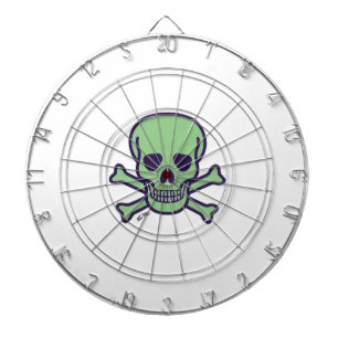 Green Skull white dartboard