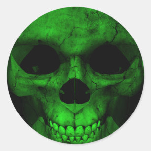 Green Skull with Black Background 2 Classic Round Sticker