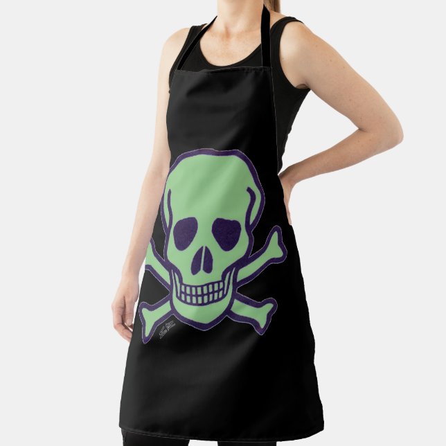 Green Skull women chef apron (Insitu)