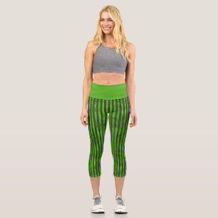 Green Skulls and Sunflower Series Design 11 Capri Leggings
