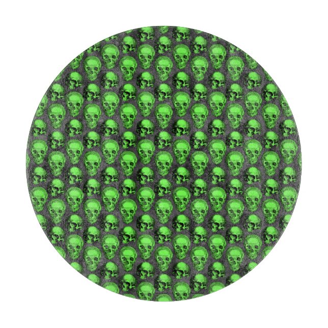 Green Skulls and Sunflower Series Design 2  Cutting Board (Front)