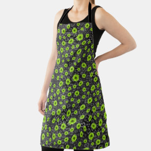 Green Skulls and Sunflower Series Design 7 Apron