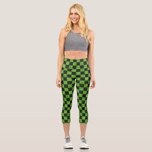 Green Skulls and Sunflower Series Design 9 Capri Leggings