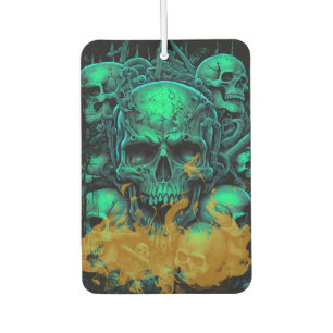 Green Skulls Flames Gothic Scary Lifestyle Air Freshener
