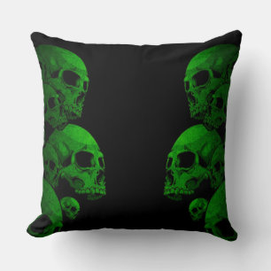 Green Skulls Throw Pillow