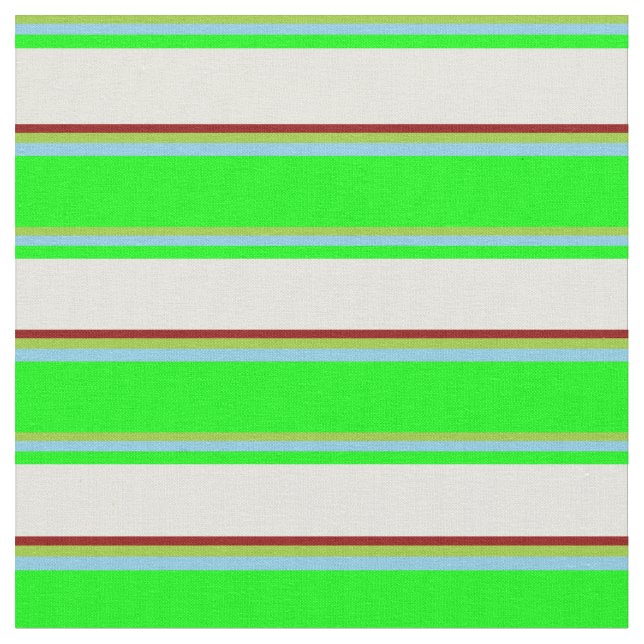 Green, Sky Blue, Lime, Beige, and Dark Red Coloure Fabric (Close Up)