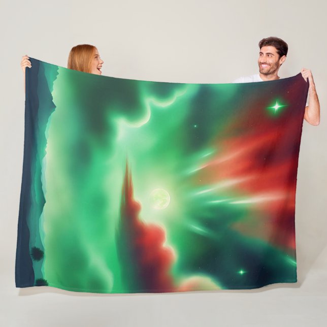 green sky fleece blanket (In Situ)