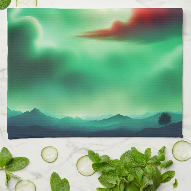 green sky kitchen towel (Folded)