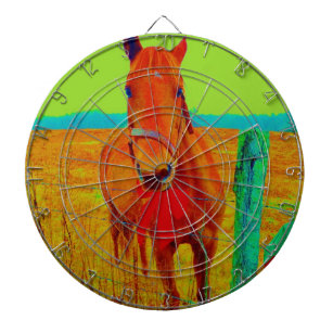Green sky , red bow Horse : add name Dartboard